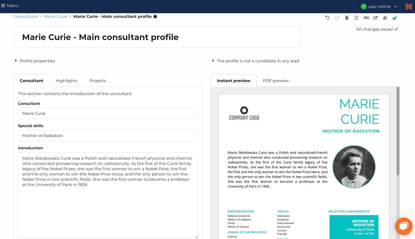 Momang's SaaS tool for consultants uses generative AI to automatically create text for the CV