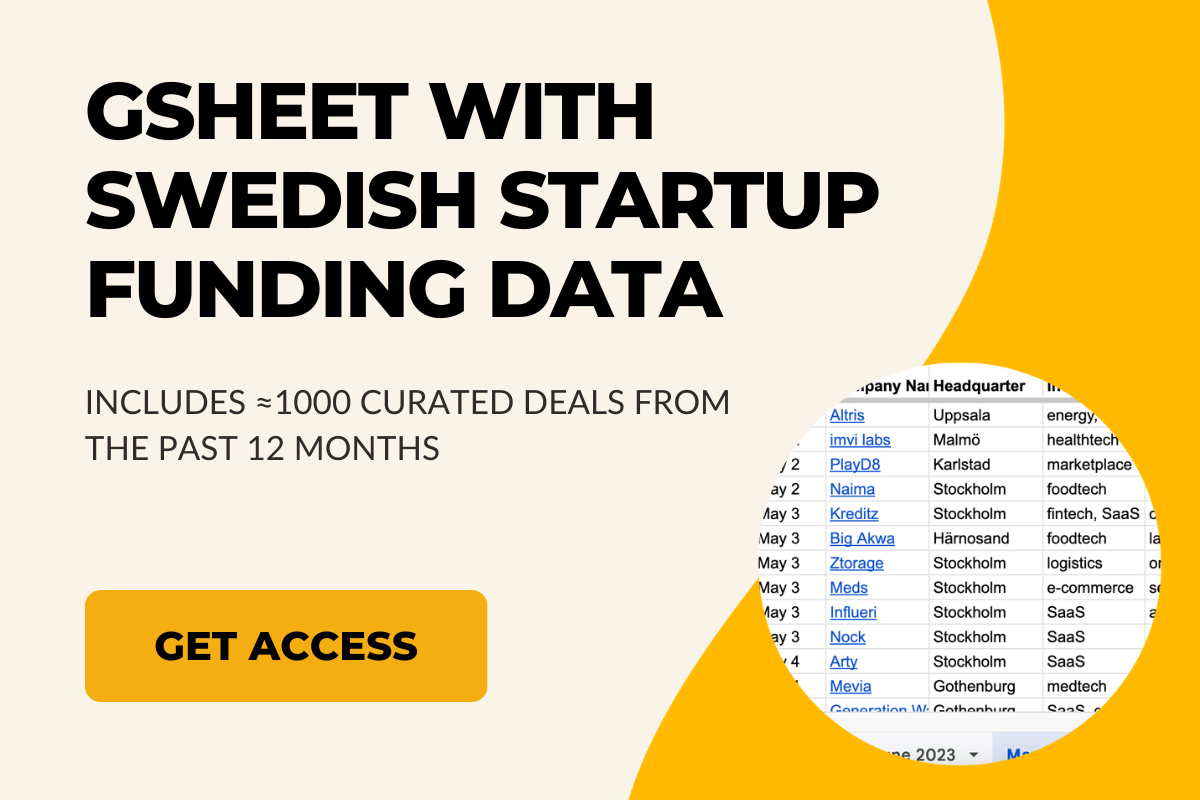 Exclusive Gsheet with Swedish startup funding data