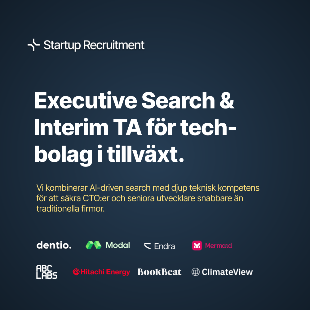 Executive Search & Interim TA för tech-bolag i tillväxt.