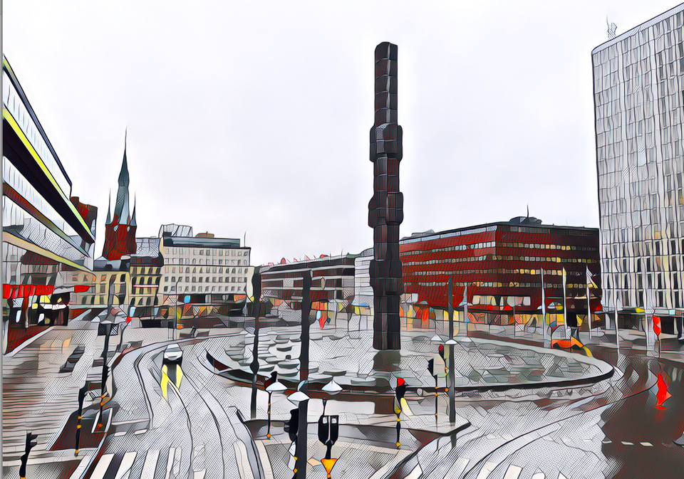 Stylized image of Sergels Torg in Stockholm